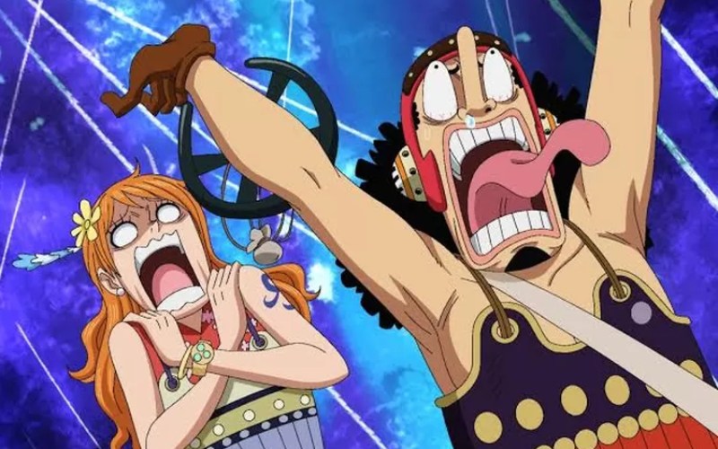 Usopp y Nami asustados en Wano