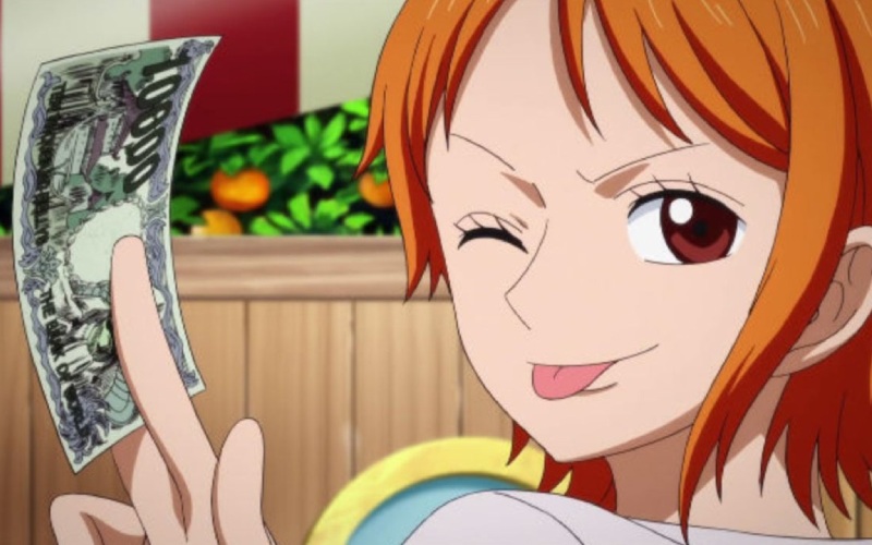 Nami con un billete
